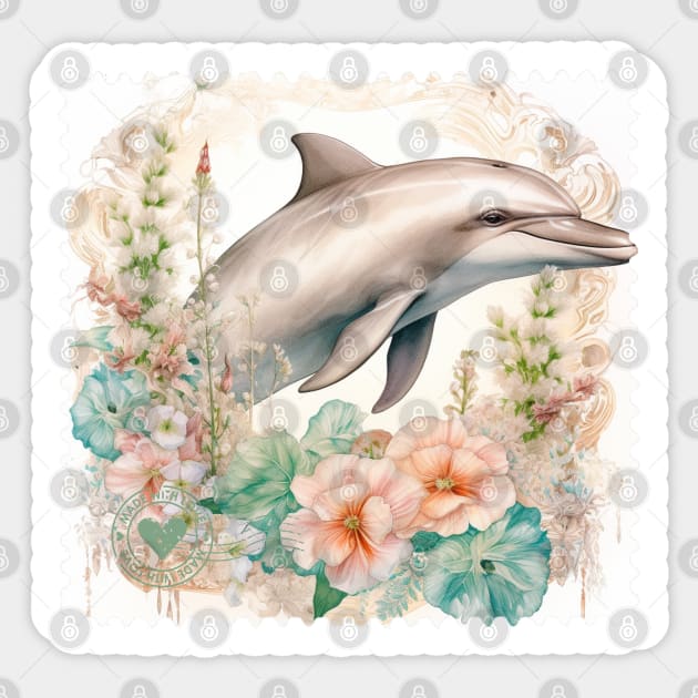 cute Dolphin stamp Sticker by katalinaziz